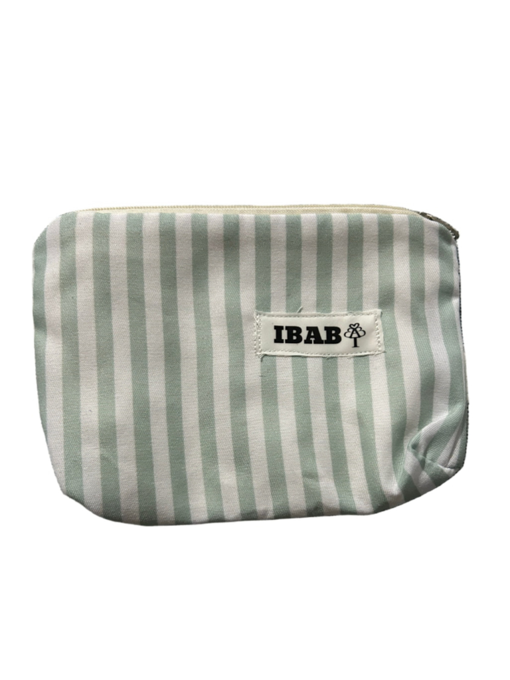 NEW Women's IBAB 6”x4.5” Cosmetic Bag Mint Green & White Striped